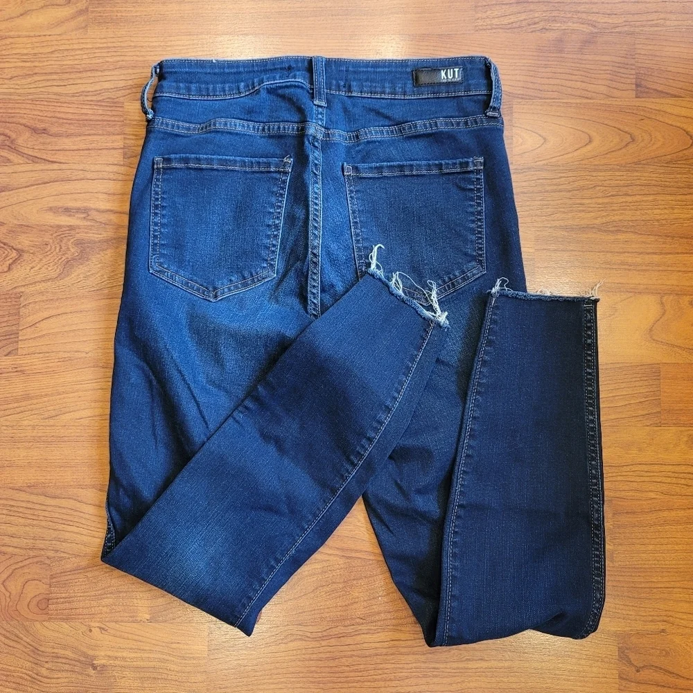 Sz 4 Kut from the Kloth Connie Fab Ab Ankle Skinny Raw Hem Indigo Wash Jeans